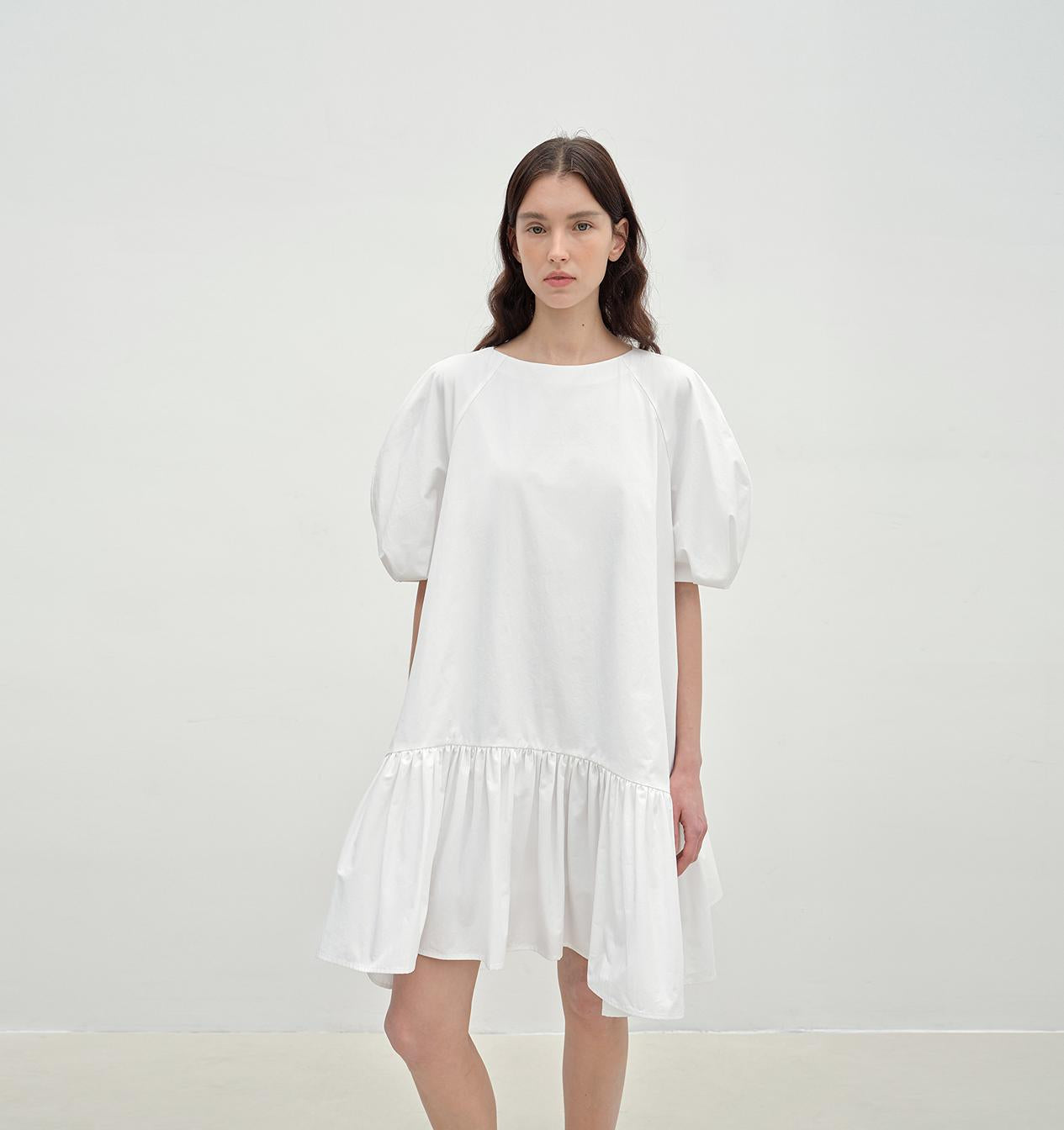 "Ailande" round neck puff sleeve temperament dress for women summer